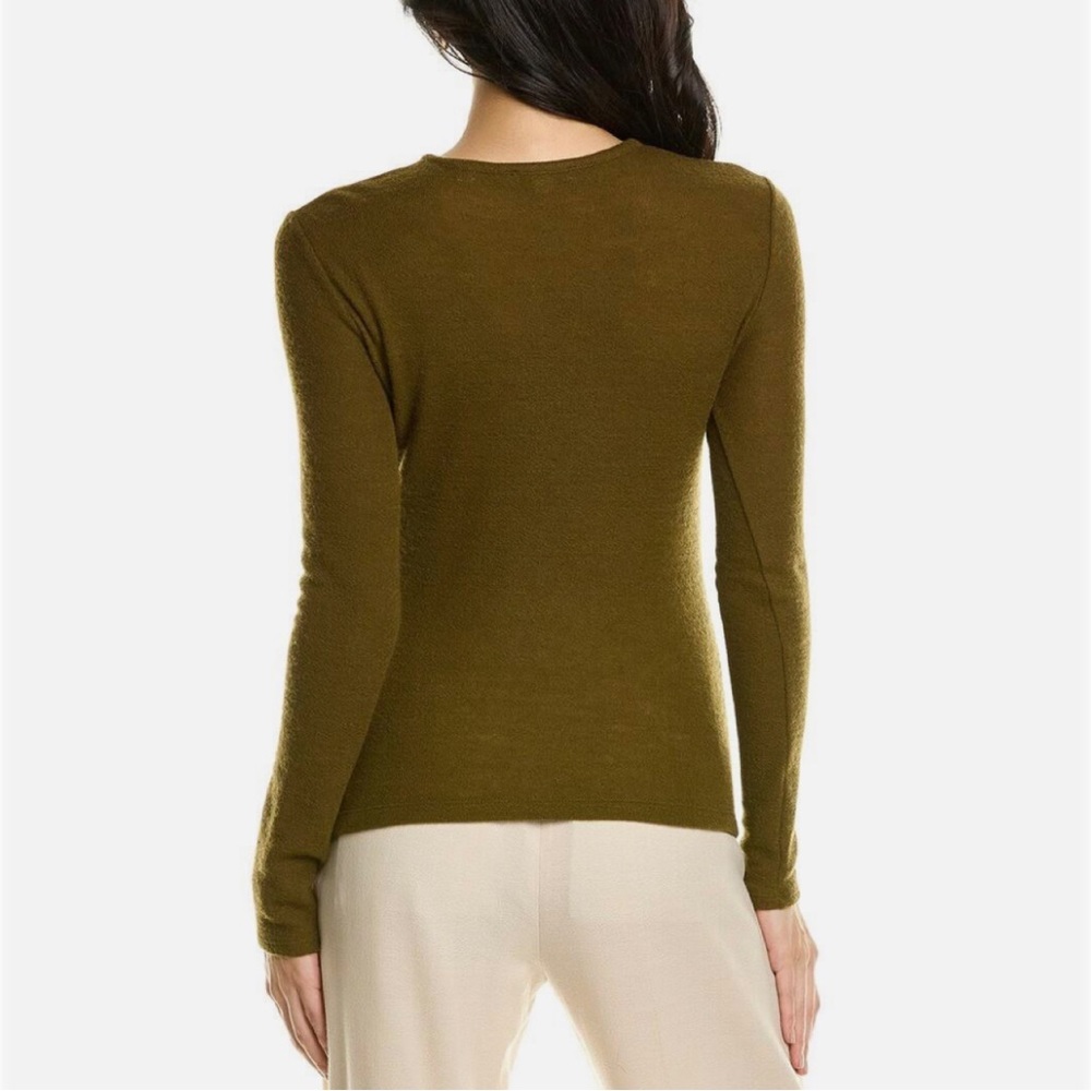 Vince Wool Blend T-Shirt Top Long Sleeve Crewneck Knit Layering Pullover Green - Picture 2 of 8